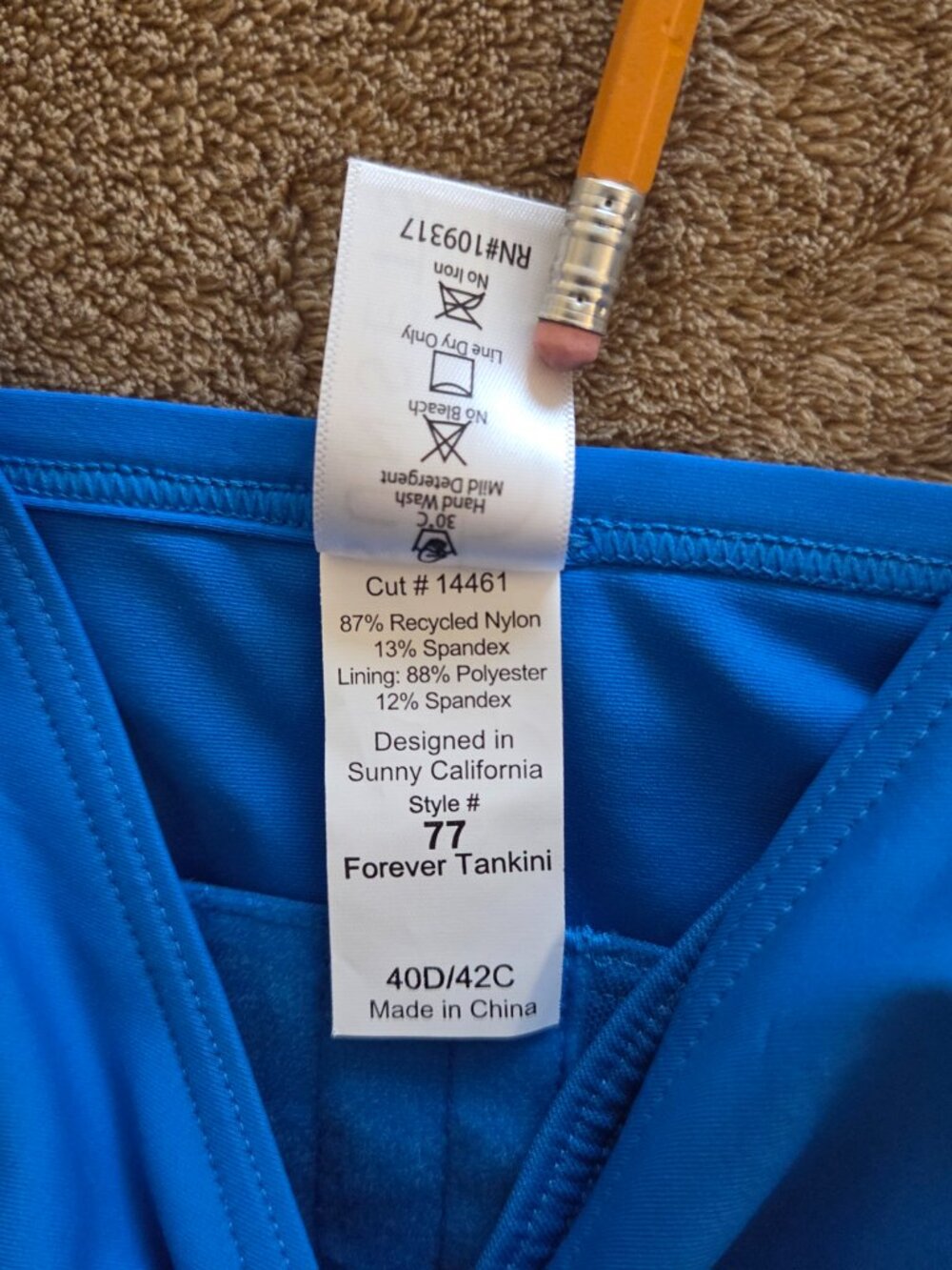 NWT Sunsets ELECTRIC BLUE Forever Twist Tankini Underwire Swim Top Size 40D/42C - Picture 6 of 10